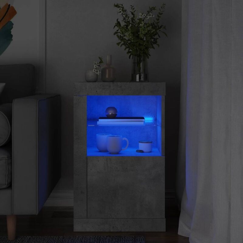 Vidaxl - Armoire latérale avec lumières led gris béton bois d'ingénierie