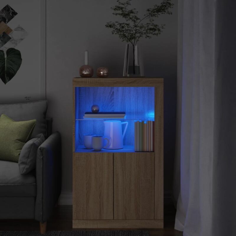 Vidaxl - Armoire latérale avec lumières led chêne sonoma
