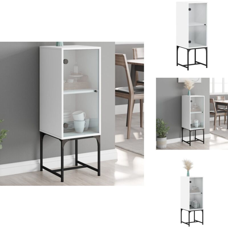 Vidaxl - Armoire latérale avec porte en verre blanc 35x37x100 cm - Meuble De Rangement - Buffet - Armoire Blanche - Meuble Design - Armoire Vitrine