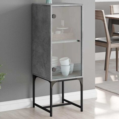 Armoire latérale avec porte en verre gris béton 35x37x100 cm vidaXL