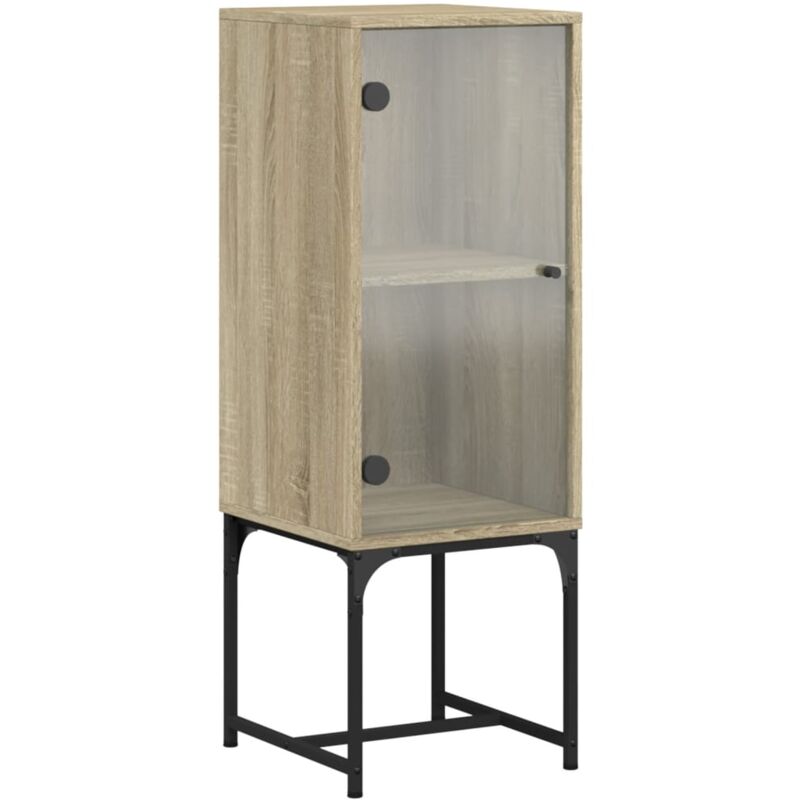 Armoire latérale avec porte en verre chêne sonoma 35x37x100 cm Vidaxl