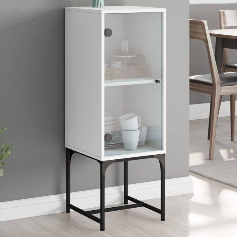 Vidaxl - Armoire latérale avec porte en verre blanc 35x37x100 cm