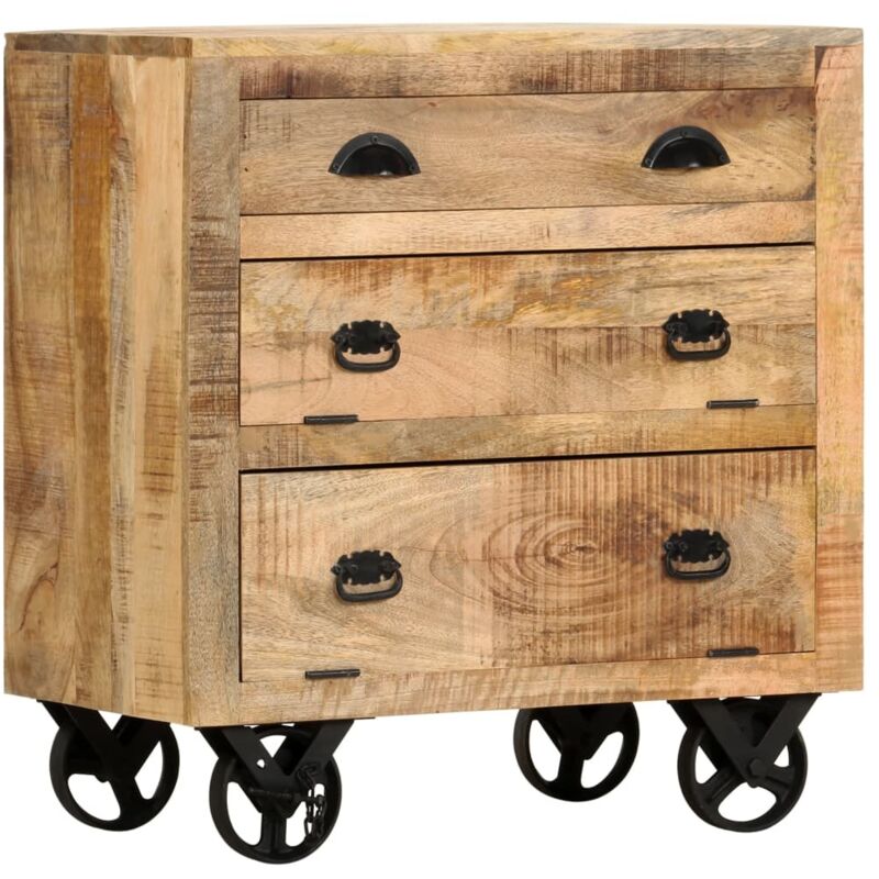 Armoire latérale avec roues 70x40x75 cm Bois de manguier solide Vidaxl