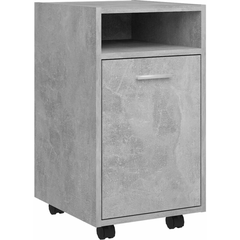 Vidaxl - Armoire latérale et roues Gris béton 33x38x60cm Bois ingénierie