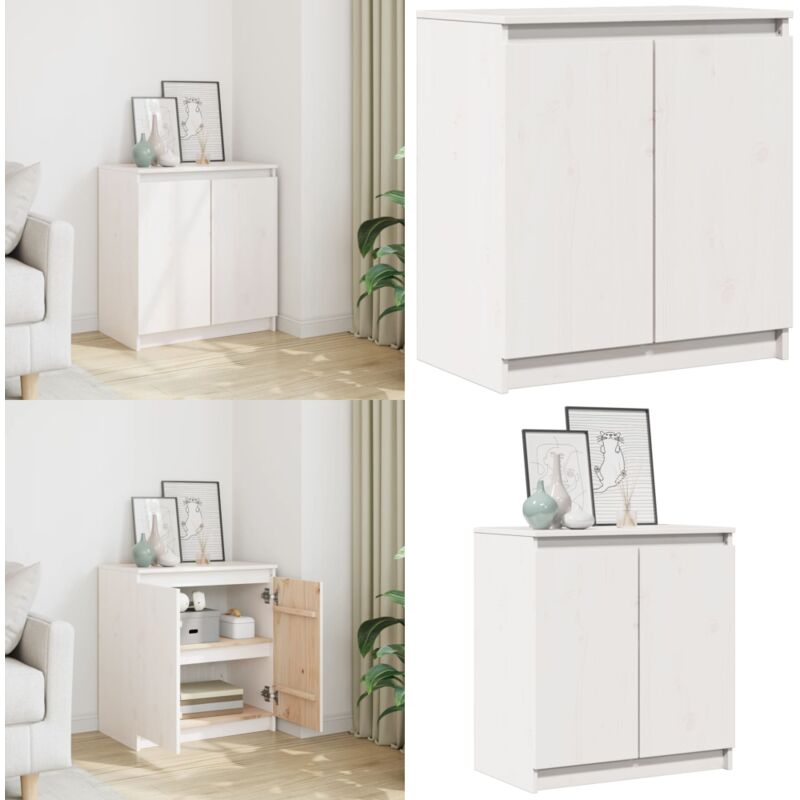 Vidaxl - Armoire latérale blanc 60x36x65 cm bois de pin massif - Meuble De Rangement - Buffet - Armoire Blanche - Armoire Design - Armoire Petite