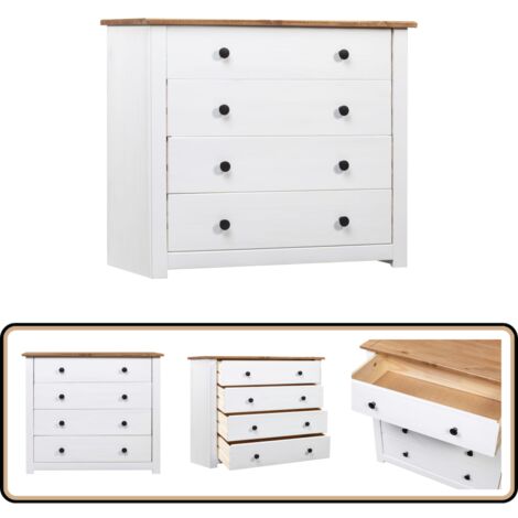 Armoire latérale Blanc 80x40x73 cm Pin Assortiment Panama - Buffet - Armoire Laterale - Commode - Meuble Rangement - Bois De Pin