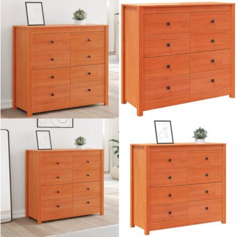 Armoire latérale cire marron 100x40x90 cm bois de pin massif - Meuble Buffet - Commode - Armoire - Rangement - Bois Massif - Home & Living