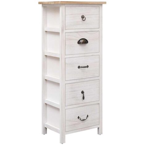 Armoire latérale, Meuble de Rangement, Buffet Commode pour chambre 35 x 25 x 87 cm Bois de Paulownia HYB26569