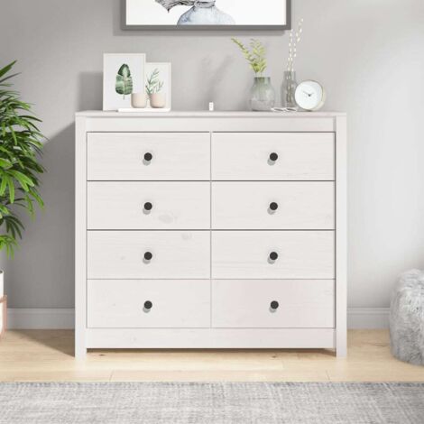 Armoire latérale, Meuble de Rangement, Buffet Commode pour chambre Blanc 100x40x90 cm Bois de pin massif HYB56525