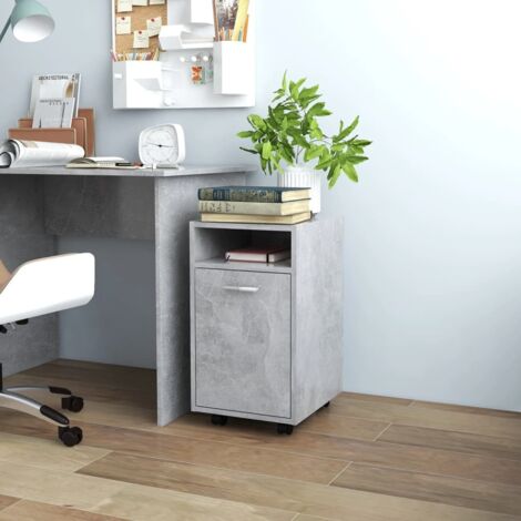 Armoire latérale  Meuble de Rangement Commode avec roues Gris béton 33x38x60 cm Aggloméré 14286