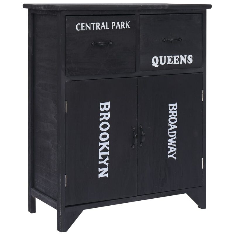 Asupermall - Armoire laterale Noir 60x30x75 cm Bois de Paulownia