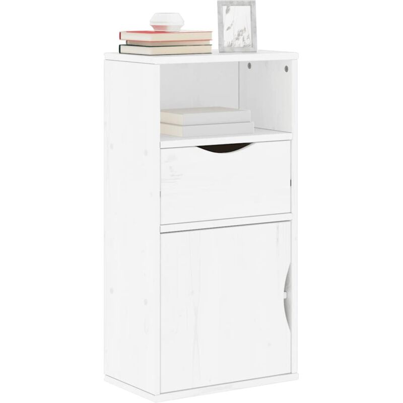 Armoire latérale tiroir odda blanc 40x24x79 cm bois massif pin - Vidaxl