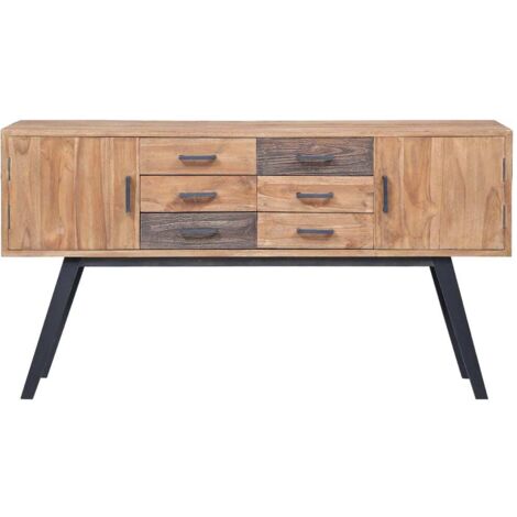 Armoire latérale Sideboard Design moderne, Armoire Etagère de rangement, 140 x 30 x 75 cm Teck solide OIB4670E