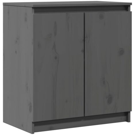 Armoire latérale Sideboard Design moderne, Armoire Etagère de rangement, Gris 60x36x65 cm Bois de pin massif OIB6774E