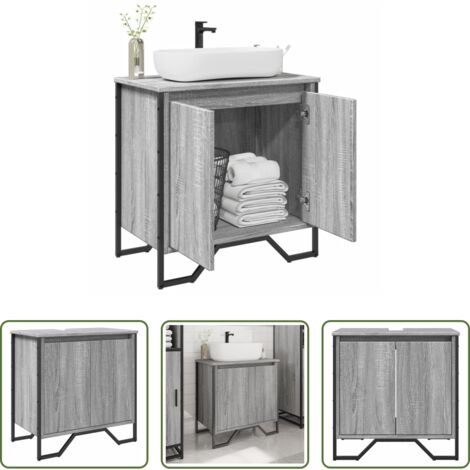 Armoire lavabo -  Armoire lavabo de salle de bain sonoma gris 60x35x60 cm