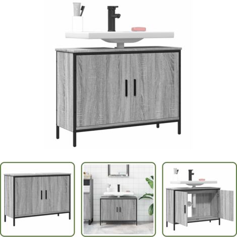 Armoire lavabo -  Armoire lavabo de salle de bain sonoma gris 80x30x60 cm
