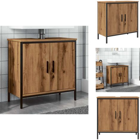 Armoire lavabo chêne artisanal 60x30x60 cm bois d'ingénierie - Armoire D'évier - Armoires D'évier - Armoire De Salle De Bain - Armoire