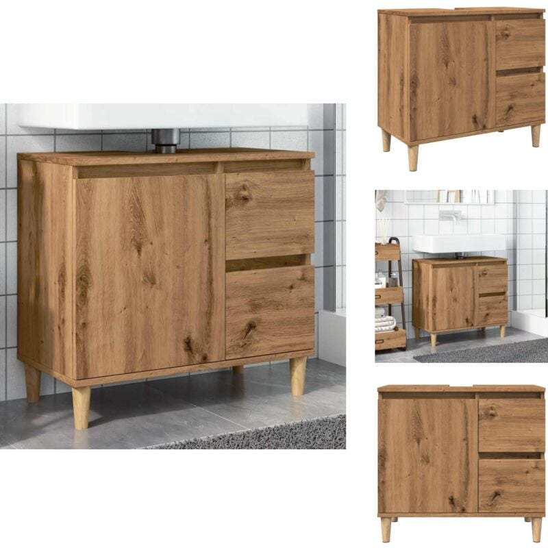 Vidaxl - Armoire lavabo chêne artisanal 65x33x60 cm bois d'ingénierie - Meuble De Lavabo - Meubles De Lavabo - Meuble De Lavabo De Salle De Bain