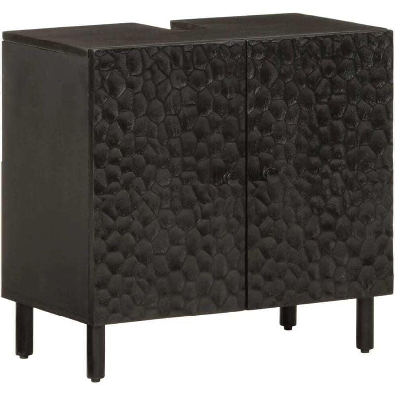 Vidaxl - Armoire lavabo de salle de bain noir bois massif de manguier