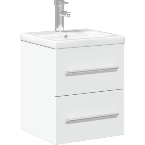Armoire lavabo de salle de bain avec bassin intégré blanc