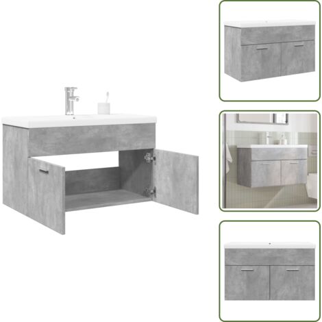 Armoire lavabo de salle de bain avec bassin intégré gris béton - Armoire Lavabo De Salle De Bain - Armoires Lavabo De Salle De Bain - Placard Lavabo De Salle De Bain - Meuble Lavabo