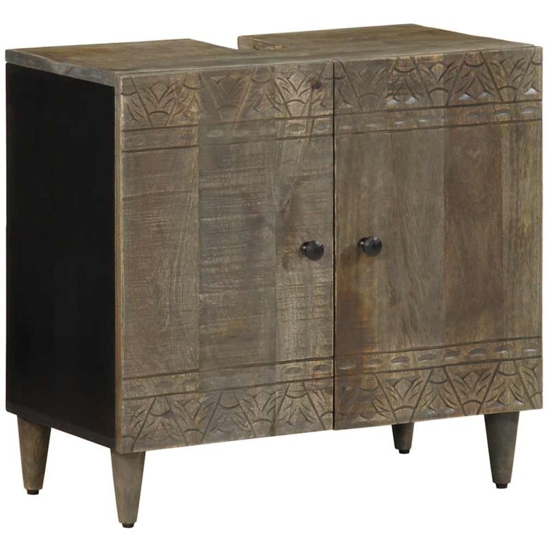 vidaXL Armoire lavabo de salle de bain bois massif de manguier