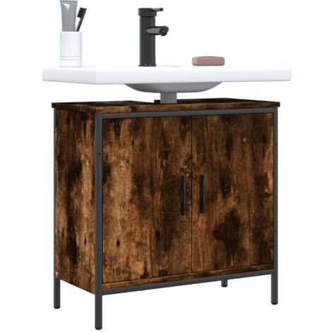 Armoire lavabo de salle de bain chêne fumé 60x30x60