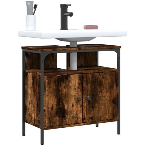 Armoire lavabo de salle de bain chêne fumé 60x30x60