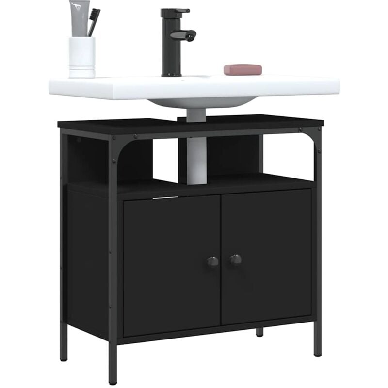 Vidaxl - Armoire lavabo de salle de bain noir 60x30x60 cm