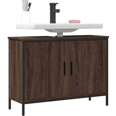 Armoire lavabo de salle de bain chêne marron 80x30x60