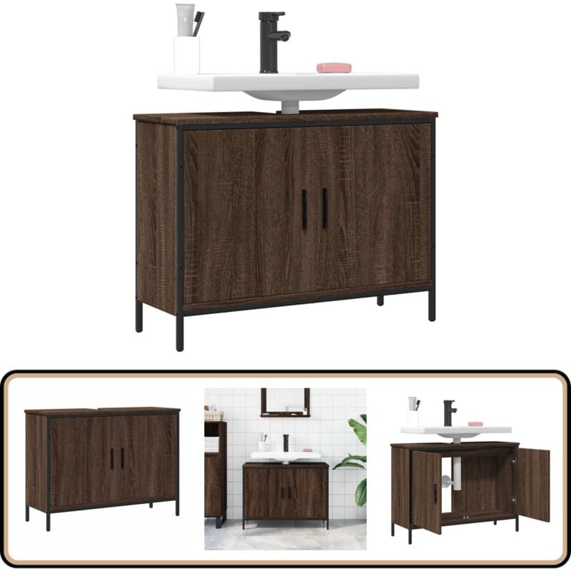 Vidaxl - Armoire lavabo de salle de bain chêne marron 80x30x60 cm - Meuble Lavabo - Armoire Salle De Bain - Placard Lavabo - Meuble Salle De Bain