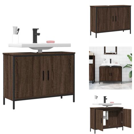 Armoire lavabo de salle de bain chêne marron 80x30x60 cm - Meuble Lavabo - Armoire Salle De Bain - Placard Lavabo - Meuble Salle De Bain - Rangement Salle De Bain