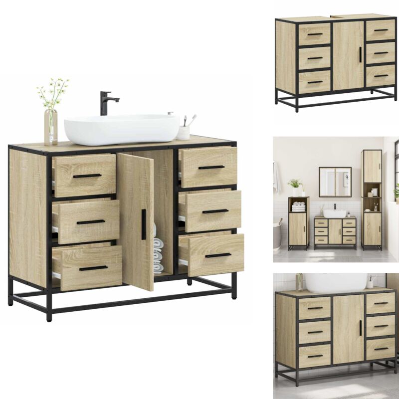 Armoire lavabo de salle de bain chêne sonoma bois d'ingénierie - Armoire Lavabo De Salle De Bain - Armoires Lavabo De Salle De Bain - Meuble De