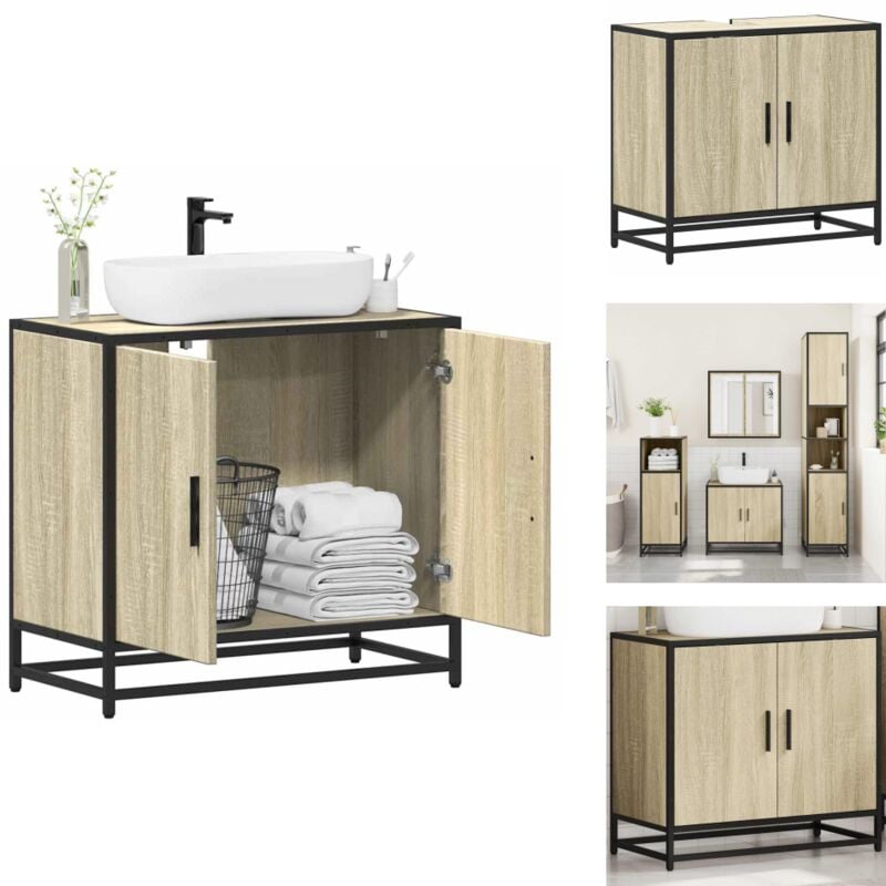 Armoire lavabo de salle de bain chêne sonoma bois d'ingénierie - Armoire Lavabo De Salle De Bain - Armoires Lavabo De Salle De Bain - Meuble De