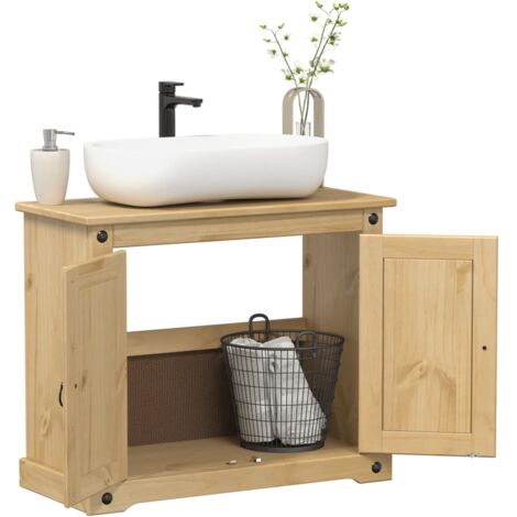 Armoire lavabo de salle de bain Corona bois de pin massif