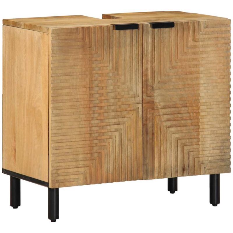 Vidaxl - Armoire lavabo de salle de bain marron bois massif de manguier