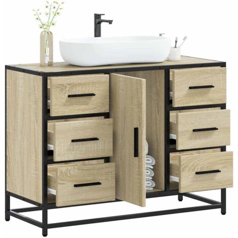 Armoire lavabo de salle de bain-Meuble de salle de bain chêne sonoma bois d'ingénierie 880820