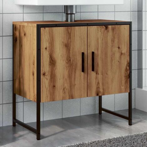 Armoire lavabo de salle de bain-Meuble vasque de salle de bain chêne artisanal 60x33x60 cm 712021