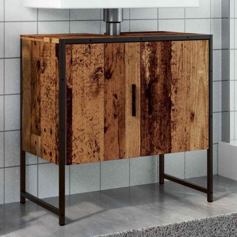 Armoire lavabo de salle de bain-Meuble vasque de salle de bain vieux bois 60x33x60 cm 410053