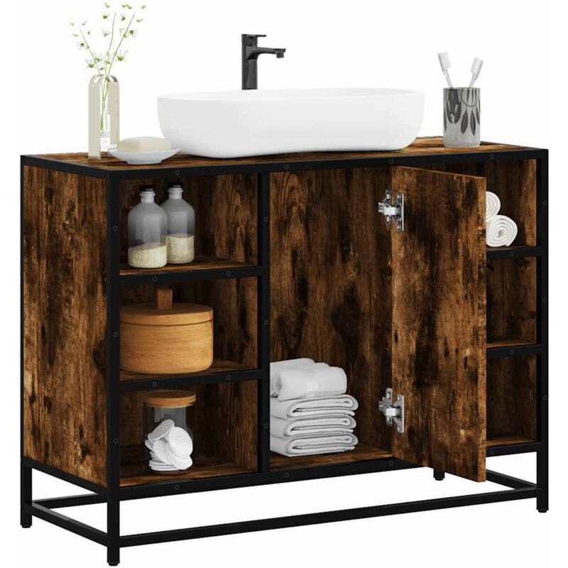 Vidaxl - Armoire lavabo de salle de bain chêne fumé bois d'ingénierie