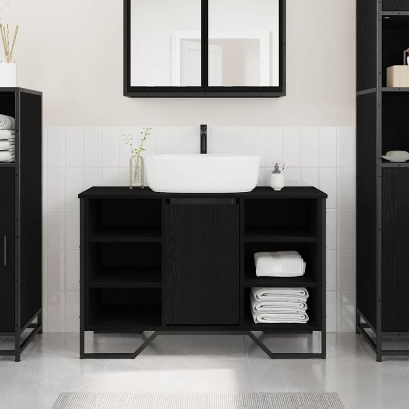 Armoire sous lavabo Chêne noir 91x35x60 cm Bois d ingénierie
