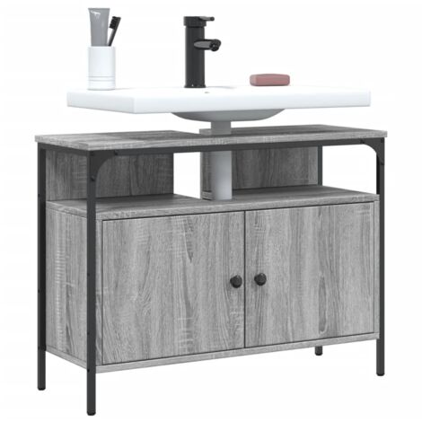 Armoire lavabo de salle de bain sonoma gris 60x30x60