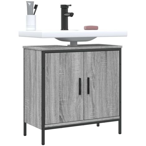 Armoire lavabo de salle de bain，Meuble de rangement sonoma gris 60x30x60 cm CFW240158