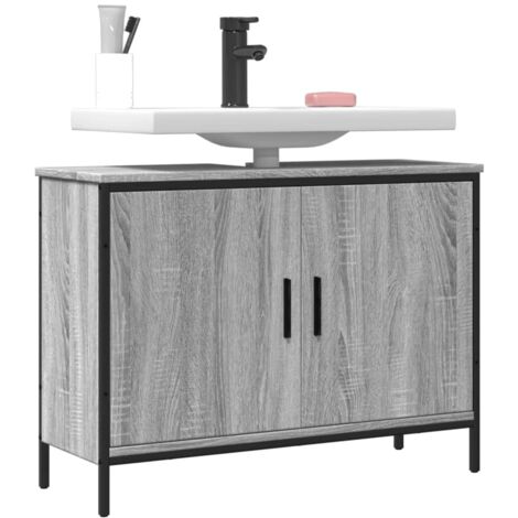 Armoire lavabo de salle de bain，Meuble de rangement sonoma gris 80x30x60 cm CFW579855