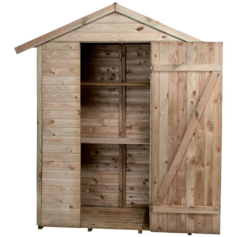 Cerland – Armoire de jardin en bois traité autoclave classe 3 – Dimensions 150x70x220 cm – Volume utile 1,90 m³ – 2 étagères incluses