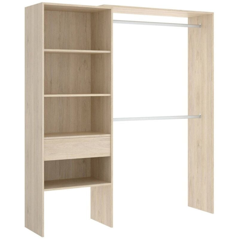 Dmora - Armoire Lhotse, Structure pour dressing, Portemanteau ouvert, 160x40h187 cm, Chêne, avec emballage renforcé