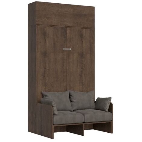 Armoire lit 120x190 avec canapé et meuble haut bois noyer Kanto-Couleur Microfibre 13