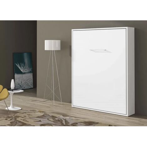 Armoire lit escamotable vertical 80x180 Paola-Avec matelas-Coffrage Chêne 3D-Façade Chêne 3D