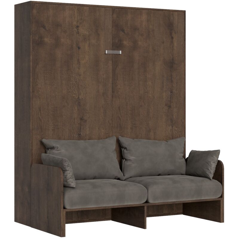 Lit double Sofà Kentaro escamotable vertical Noyer