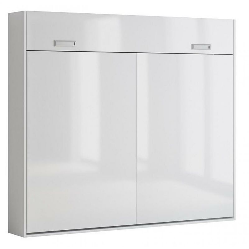 Armoire lit escamotable VERTIGO façade blanc brillant couchage 160*200 cm - blanc
